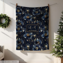 Navy Guld Blommig Filta Modern Anpassad Namn Stil