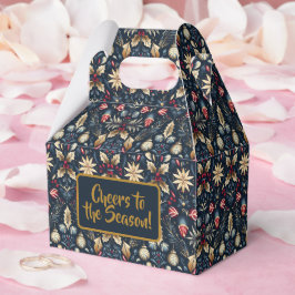 Navy & Guld Blommig Julmönster Presentaskar