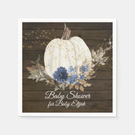 Navy Guld Blommigt Rustic Wood Pumpkin Baby Shower Pappersservett