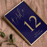 Navy & Guld Bord Nummer Skylt Affärshändelse Bordsnummer<br><div class="desc">Fullborda din privata eller affärshändelse dekoration med denna eleganta navy och guld bord nummer skylt. Använd detta eleganta guld folie effekt bord nummer kort för din företagsfunktion, insamling eller bröllopsreception, denna enkla design passar alla tillfällen! Du kan redigera numret och händelsen namn text, för att skapa anpassade sittplatser skyltar för...</div>