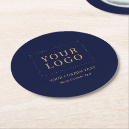 Navy Guld Branded Anpassningsbar Business Logotyp  Underlägg Papper Rund
