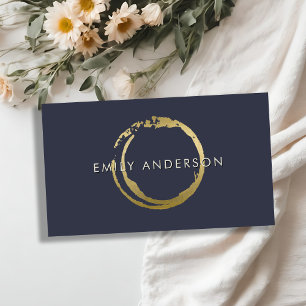 NAVY GULD BRUSH STROKE STAIN CIRCLE MARK LOGOTYP VISITKORT