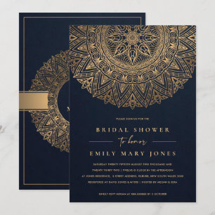 NAVY GULD CLASSIC ORNATE MANDALA MÖHIPPA INBJUDNINGAR