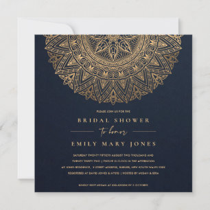 NAVY GULD CLASSIC ORNATE MANDALA MÖHIPPA INBJUDNINGAR