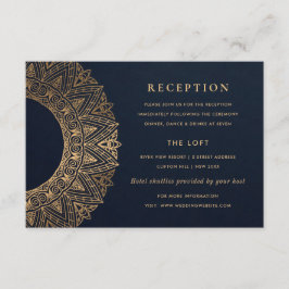 NAVY GULD CLASSY ORNATE MANDALA WEDDING RECEPTION TILLÄGGSKORT