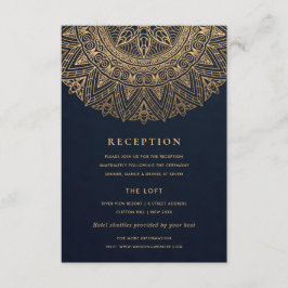 NAVY GULD CLASSY ORNATE MANDALA WEDDING RECEPTION TILLÄGGSKORT