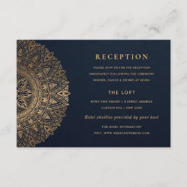NAVY GULD CLASSY ORNATE MANDALA WEDDING RECEPTION TILLÄGGSKORT