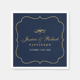 Navy & Guld | Elegant Klassisk Bröllopsservett Pappersservett