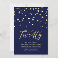 Navy & Guld Enkel Tjugonde Födelsedagsfest