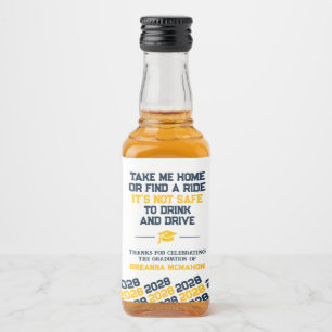 Navy & Guld Examen Don't Drink & Drive Mini Spritflaskor Etikett