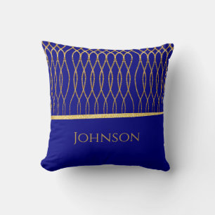 Navy Guld Familjenamn Art Deco Kudde