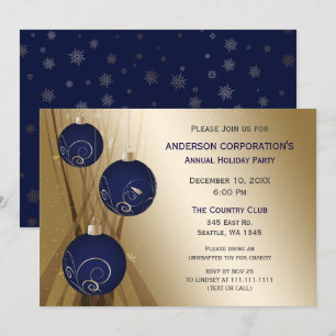 Navy Guld Festive Corporate julfest Inbjudningar