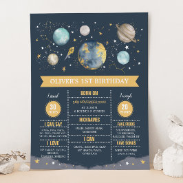 Navy Guld Första Resan Runt Solen Födelsestatistik Poster