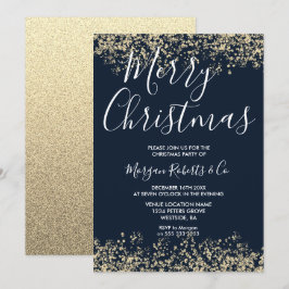 Navy Guld Glitter Corporate Family God Party Inbjudningar