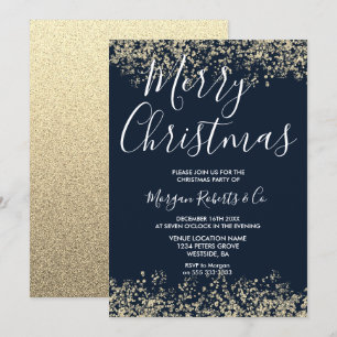 Navy Guld Glitter Corporate Family God Party Inbjudningar