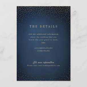 Navy & Guld Glitter Enkel Bröllopsdetaljkort Tilläggskort