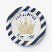 Navy Guld Little Prince på Way Baby Shower