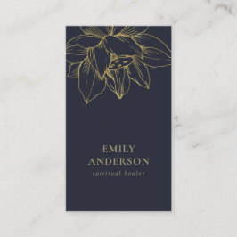 NAVY GULD LOTUS ENKEL REIKI ANDLIG HEALER VISITKORT