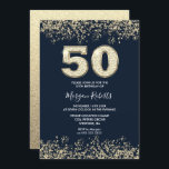 Navy & Guld Manar eller Womans 50:e Födelsedagsfes Inbjudningar<br><div class="desc">Manar eller Womans 50:e inbjudan till Glitter-Guld-Guld-Faux-finans i Födelsedagsfest inbjudan eller Womans. Matchande samling i Niche- och Nest-butiken. Design Courtesy of Studio Danmark</div>