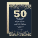 Navy & Guld Manar eller Womans 50:e Födelsedagsfes Inbjudningar<br><div class="desc">Manar eller Womans 50:e inbjudan till Glitter-Guld-Guld-Faux-finans i Födelsedagsfest inbjudan eller Womans. Matchande samling i Niche- och Nest-butiken. Design Courtesy of Studio Danmark</div>