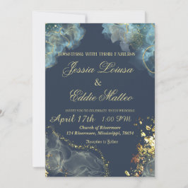 Navy Guld Modern Glitter Inbjudningar