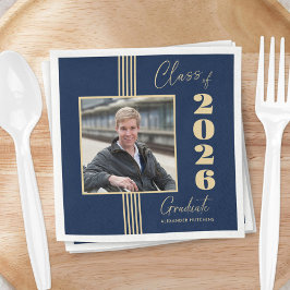 Navy Guld Photo Ram 2025 Studenten Pappersservett