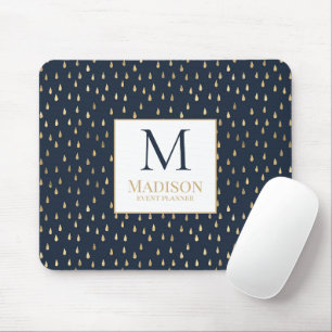 Navy Guld Regndrop Modern Trendig Monogram Musmatta