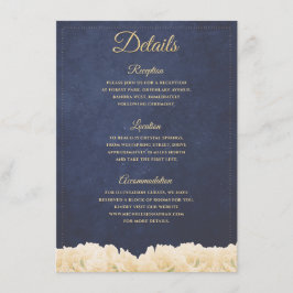 Navy Guld Rustik Chic Pion Blommig Dekor Tilläggskort