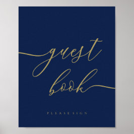 Navy guld Signatur Bröllopsgäst Poster