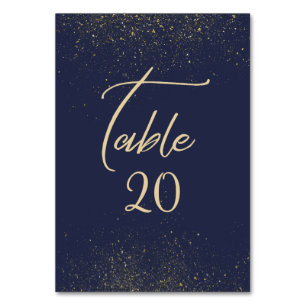 Navy, Guld Stardust Wedding Reception Bordsnummer