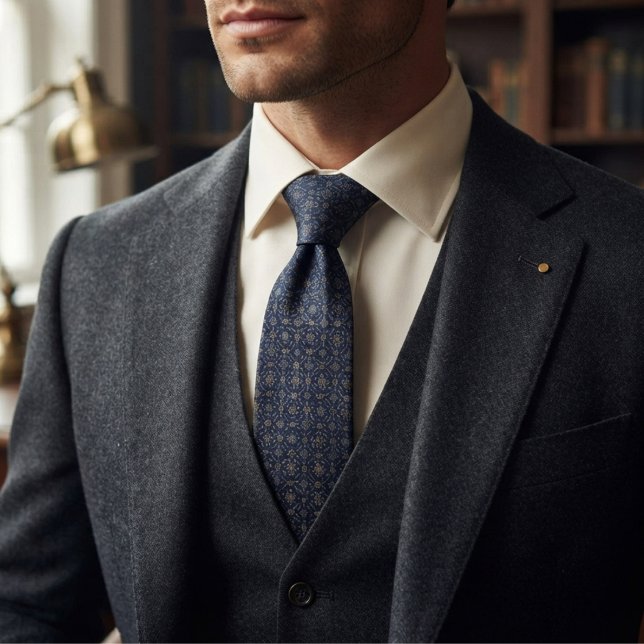 Navy Guld Trellis Medaljong Slips (Skapare uppladdad)