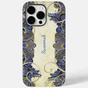 Navy Guld Vintage Peacock Paisley iPhone 4 Case