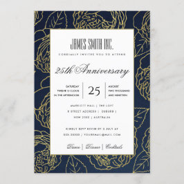 NAVY GULD VIT ROS BLOMMOR KORPORATIVT PARTYEVENT INBJUDNINGAR