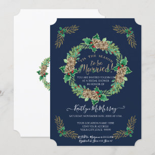 Navy Guld Watercolor Holly Wandeans Möhippa Inbjudningar