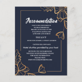 Navy & gyllene blomster Ackommodation Meddelande Vykort