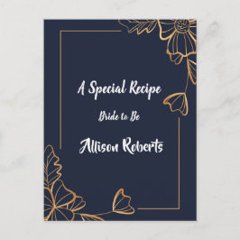 Navy & gyllene blomster Bröllopsfest Vykort