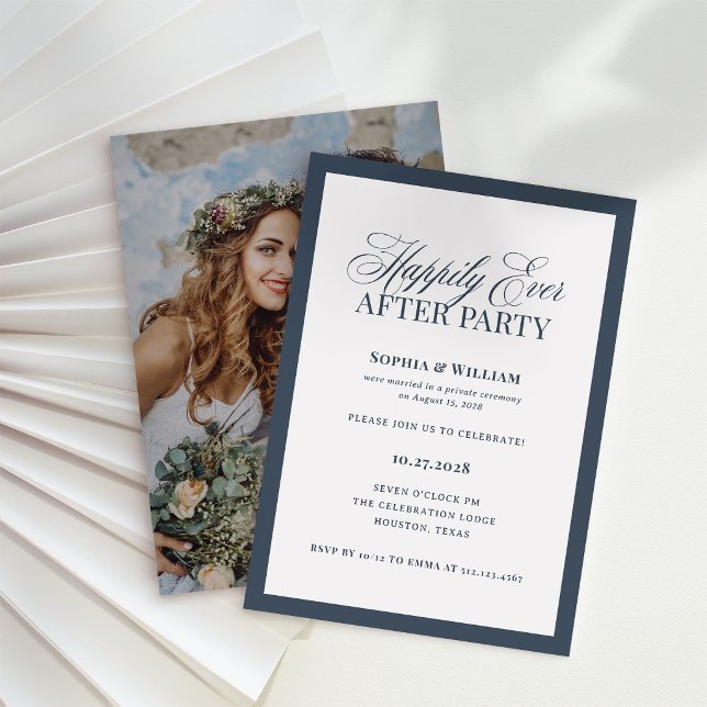Navy Happily Ever After-fest, Elopement-mottagning Inbjudningar (Skapare uppladdad)