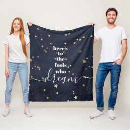 Navy här är till Fools som Dream Guld Stars Modern Fleecefilt