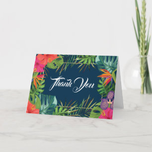 Navy Havanna Nights Blommigt Tropical Tack You Car Kort