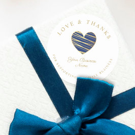 Navy Heart Kärlek och Tack som stödjer småföretag Runt Klistermärke