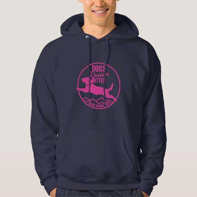 Navy Hoodie Bright Rosa Front Logotyp (Framsida)