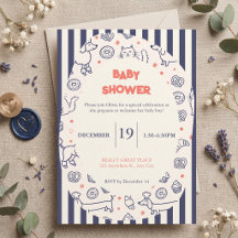 Navy Hund Katt Bageri Baby Shower