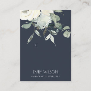 NAVY IVORY WHITE BLOMMIGT BUNCH EARRING VISNING VISITKORT