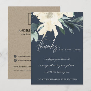 NAVY IVORY WHITE BLOMMIGT BUSINESS LOGOTYP TACK KORT