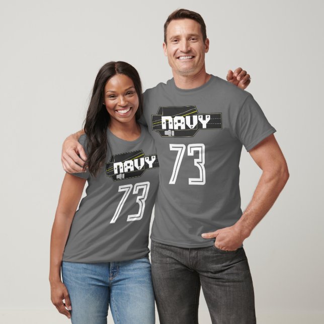 Navy Jersey Stil NAMN och NUMBER Personlig T Shirt (Unisex)