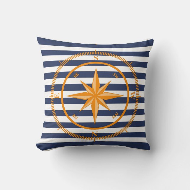 Navy Kompass Reversibel Kastkudde Kudde (Framsida)