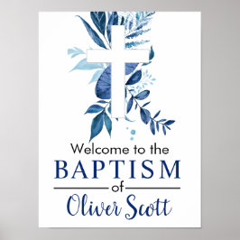 Navy Kor Rustic Boy Baptism Välkomna Poster