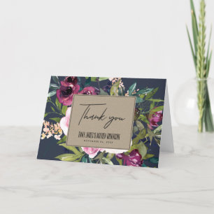 NAVY KRAFT  BURGUNDY BLOMMIGT BUNCH BRÖLLOP TACK KORT