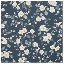 Navy Kräm Herrgårds Blommönster