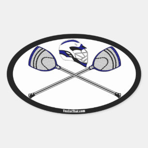 Navy Lacrosse Goalie Sticks och Helmet Ovalt Klistermärke
